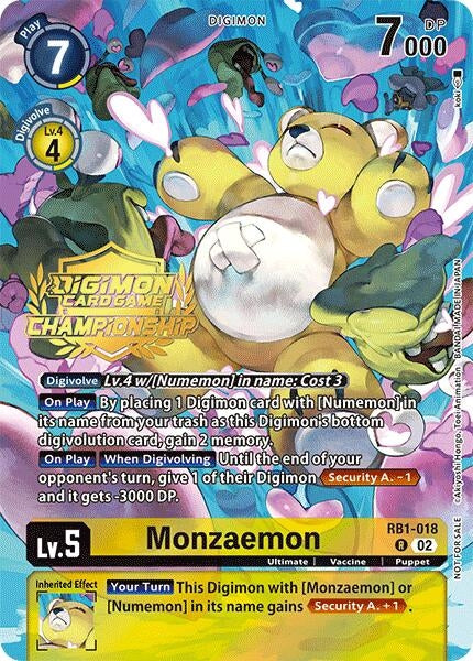 Image for Monzaemon (Championship 2024 Tamers Pack) (RB1-018 R) [Resurgence Booster] - Digimon Card Game