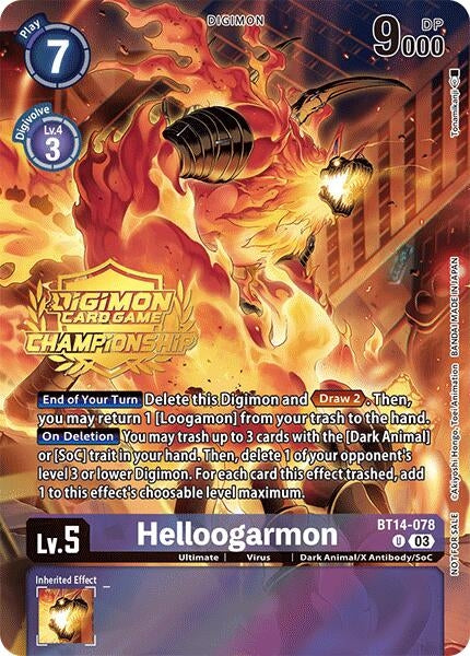 Image for Helloogarmon (Championship 2024 Tamers Pack) (BT14-078 U) [Blast Ace] - Digimon Card Game
