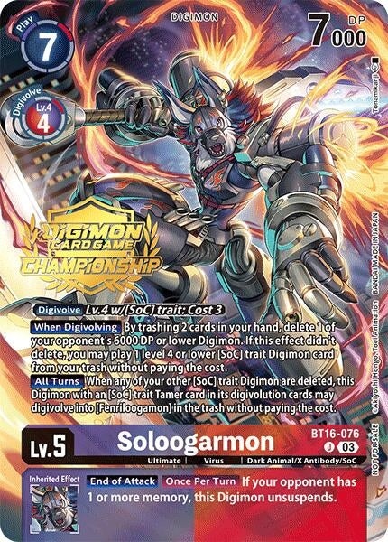 Image for Soloogarmon (Championship 2024 Tamers Pack) (BT16-076 U) [Beginning Observer] - Digimon Card Game