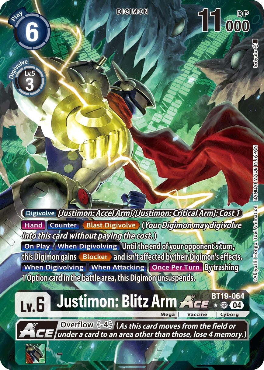 Image for Justimon: Blitz Arm ACE (Alternate Art) (BT19-20) (BT19-064 SR) - Digimon Card Game