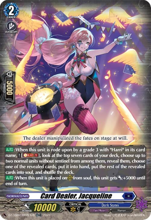 Image for Card Dealer, Jacqueline (TDR) (DZ-SS02: Stride Deckset -Harri-) (DZ-SS02/002EN-R) - Cardfight Vanguard