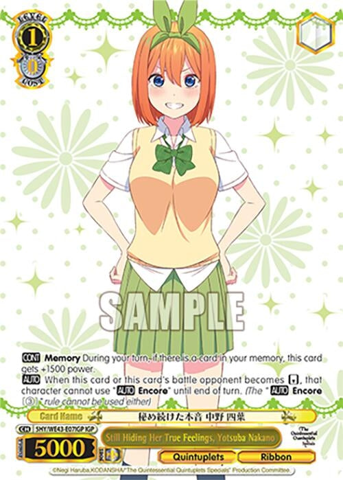 Image for Still Hiding Her True Feelings, Yotsuba Nakano (IGP) (The Quintessential Quintuplets Specials Premium Booster) (5HY/WE43-E07IGP IGP) - Weiss Schwarz