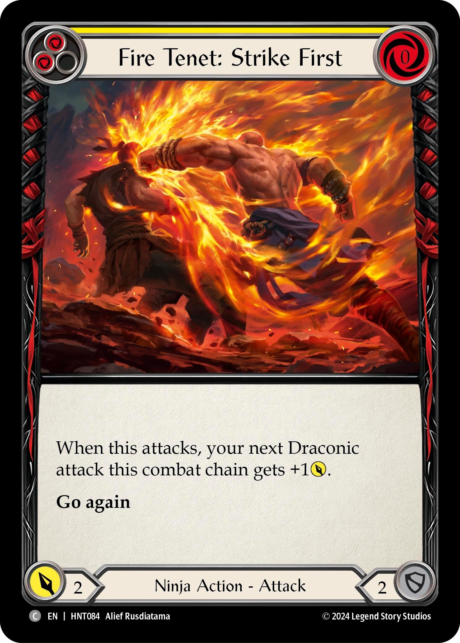 Image for Fire Tenet: Strike First (Yellow) (The Hunted) (HNT084) - Flesh and Blood TCG