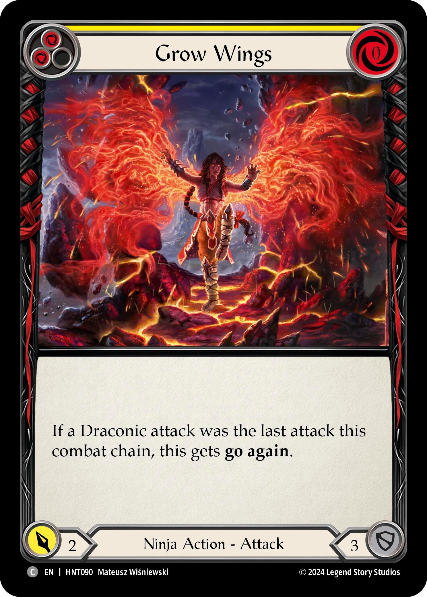 Image for Grow Wings (Yellow) (The Hunted) (HNT090) - Flesh and Blood TCG