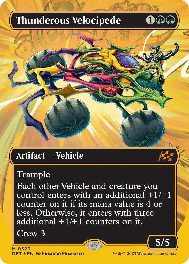 Image for Thunderous Velocipede (Borderless) (First-Place Foil) (Aetherdrift) (529) - Magic: The Gathering