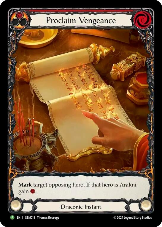 Image for Proclaim Vengeance - GEM018 (GEM Pack 1) (GEM018) - Flesh and Blood TCG