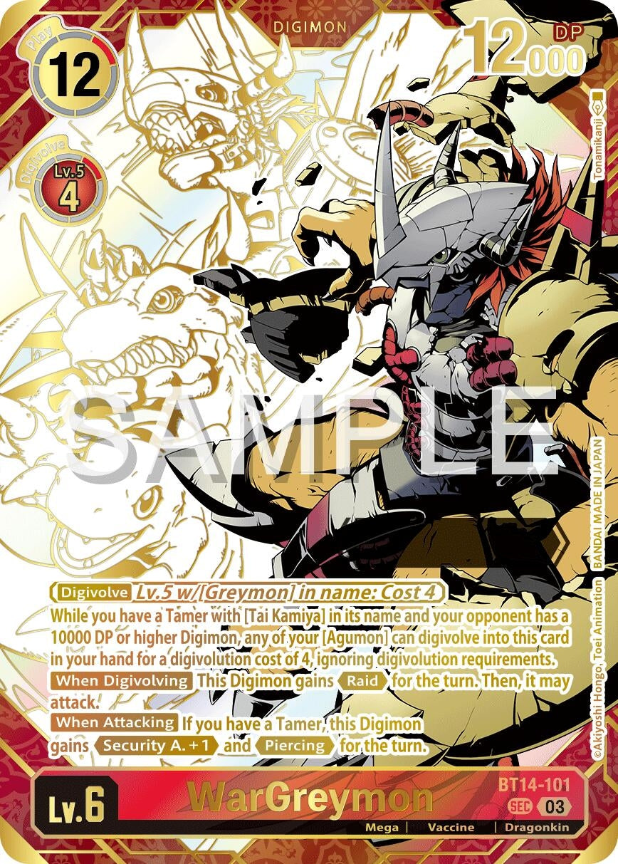 Image for WarGreymon (Rare Pull) (BT19-20) (BT14-101 SEC) - Digimon Card Game