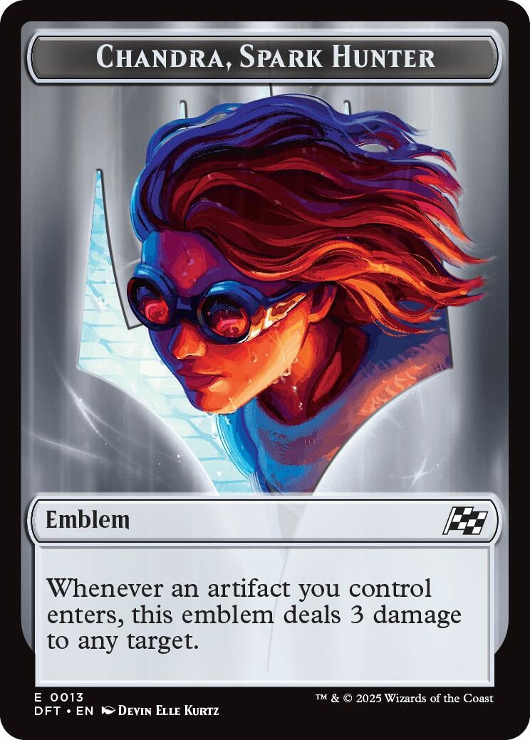 Image for Emblem - Chandra, Spark Hunter // Vehicle Double-Sided Token (Aetherdrift) (13 // 12) - Magic: The Gathering
