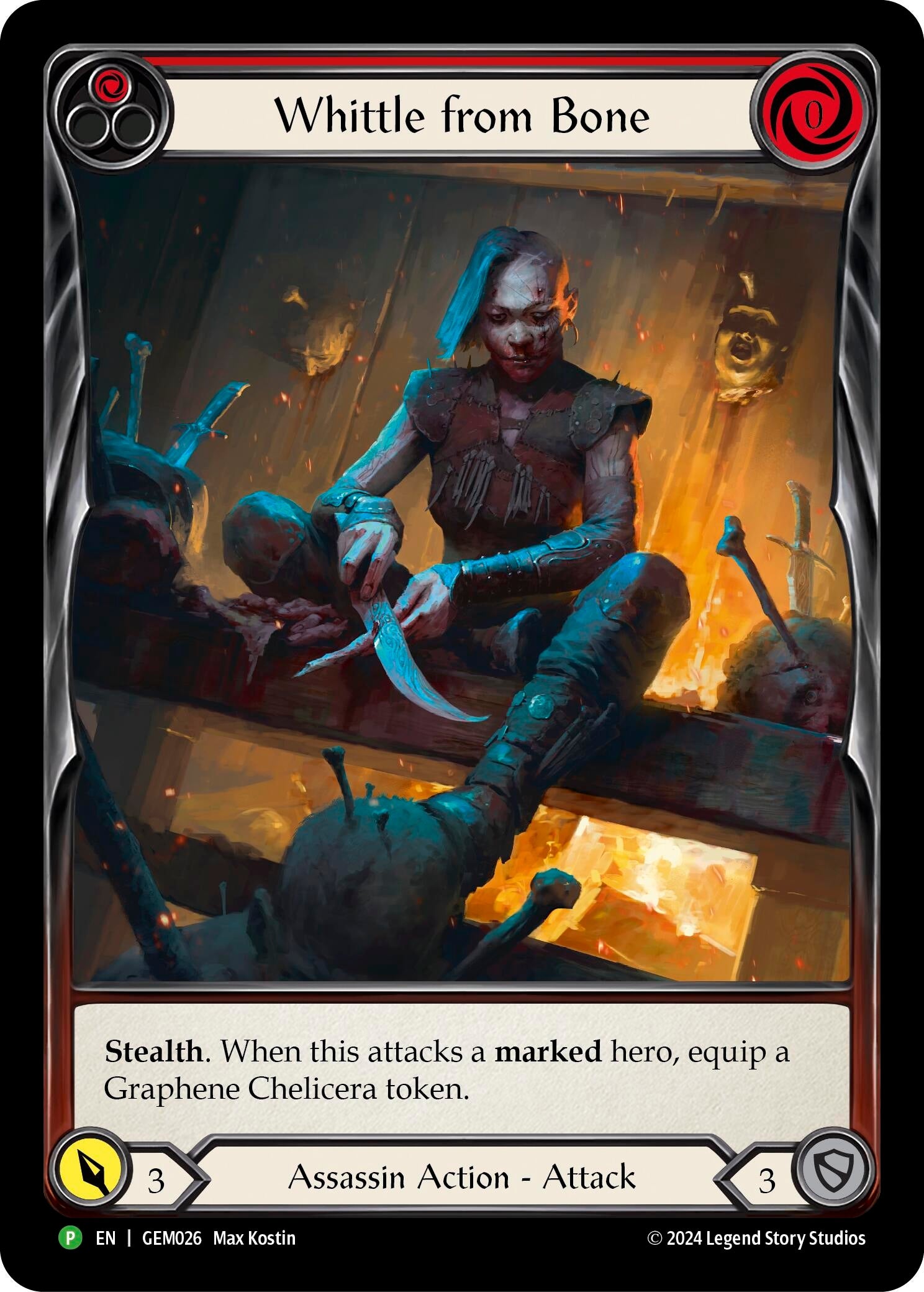 Image for Whittle from Bone (Red) (GEM Pack 1) (GEM026) - Flesh and Blood TCG