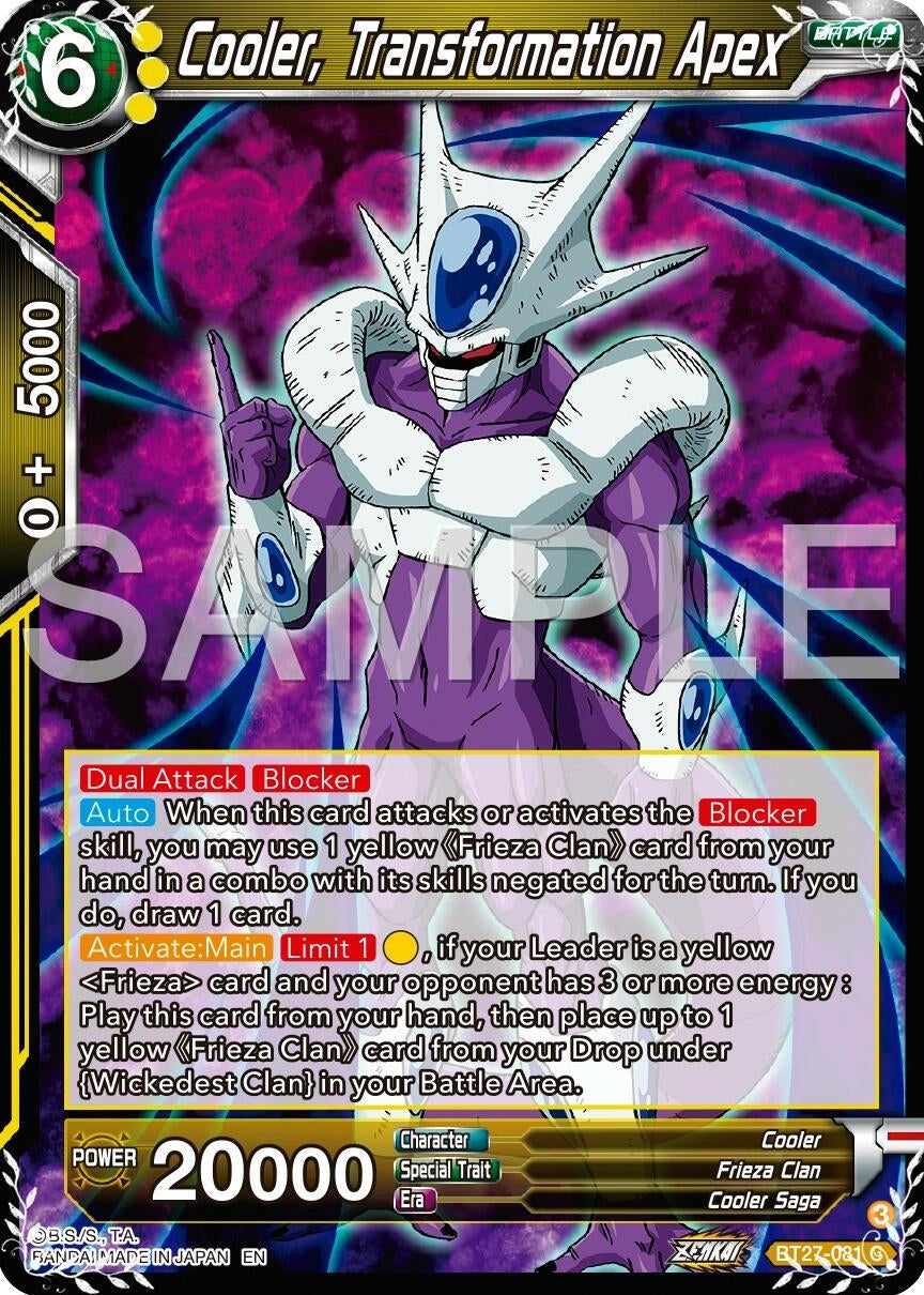 Image for Cooler, Transformation Apex (History of Z) (BT27-081) - Dragon Ball Super: Masters