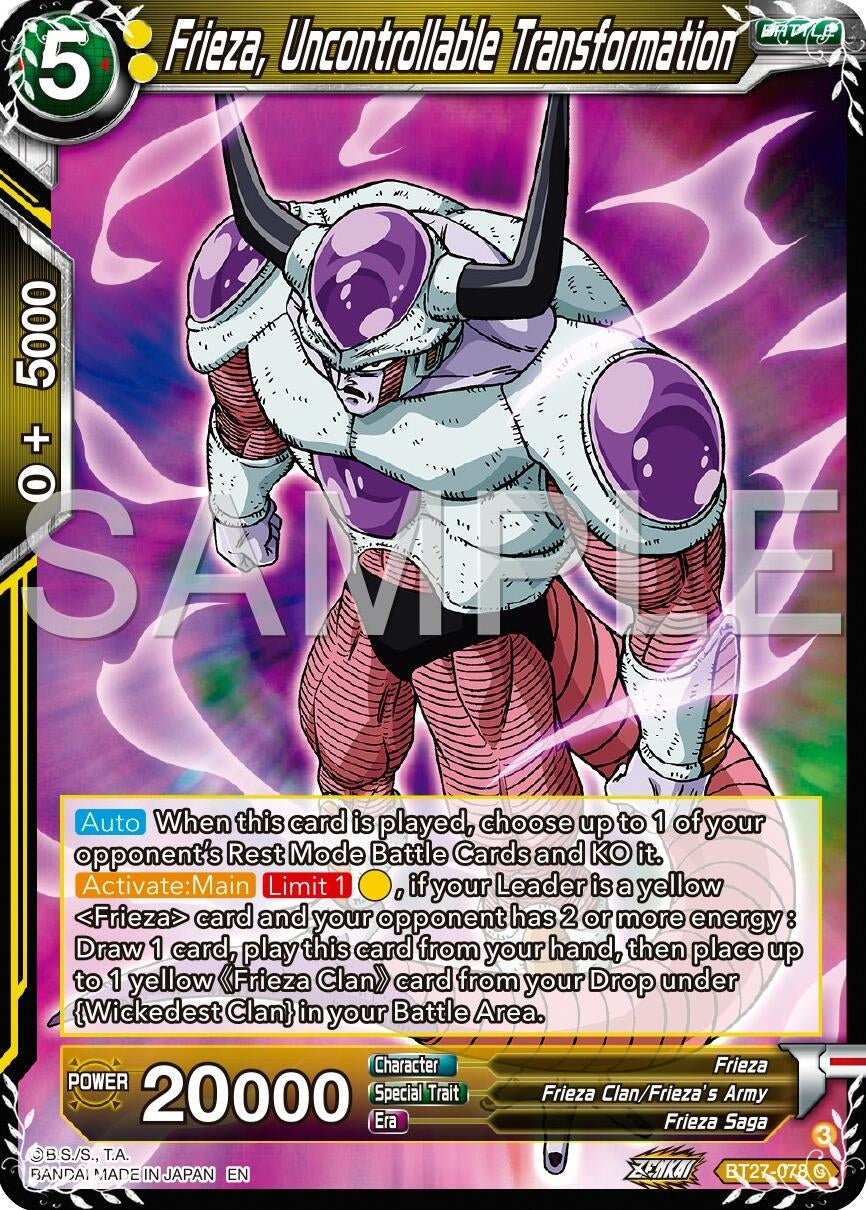 Image for Frieza, Uncontrollable Transformation (History of Z) (BT27-078) - Dragon Ball Super: Masters