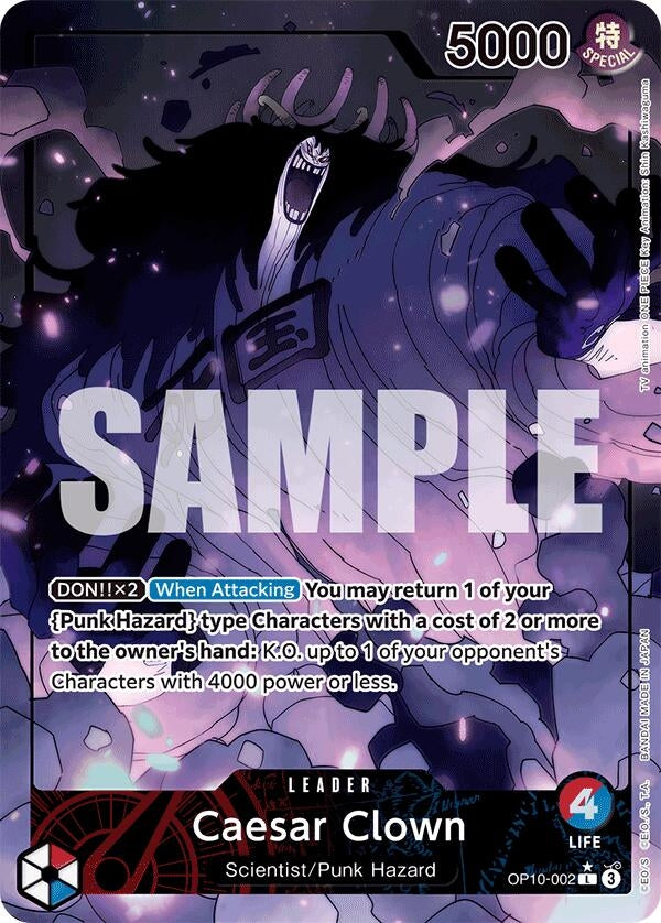 Image for Caesar Clown (002) (Parallel) (Royal Blood) (OP10-002) - One Piece Card Game