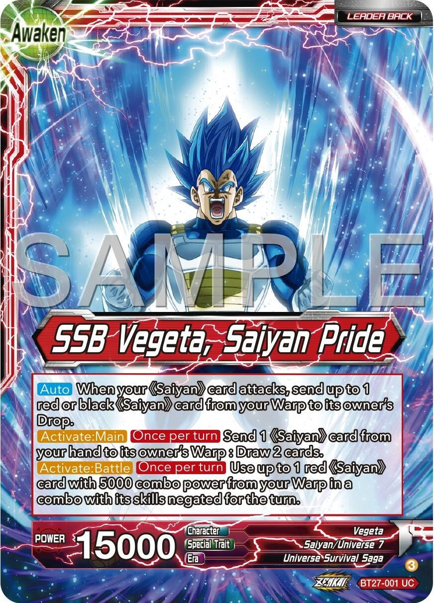 Image for Vegeta // SSB Vegeta, Saiyan Pride (History of Z) (BT27-001) - Dragon Ball Super: Masters