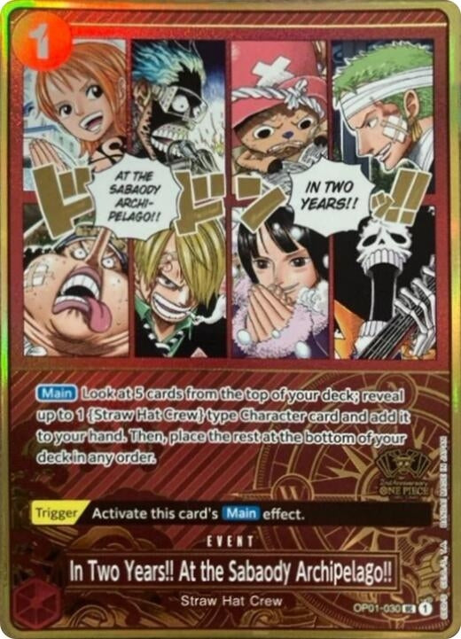 Image for In Two Years!! At the Sabaody Archipelago!! (One Piece Japanese Version 2nd Anniversary Set) (One Piece Promotion Cards) (OP01-030) - One Piece Card Game