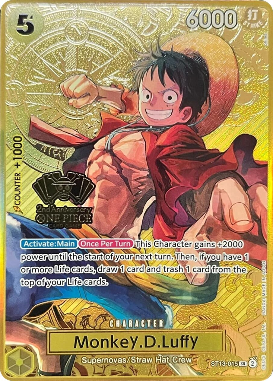 Image for Monkey.D.Luffy (One Piece Japanese Version 2nd Anniversary Set) (One Piece Promotion Cards) (ST13-015) - One Piece Card Game