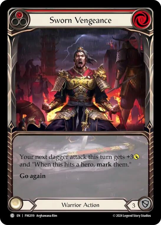 Image for Sworn Vengeance (Red) (Extended Art) (Blitz Deck: The Hunted - Fang) (FNG019) - Flesh and Blood TCG