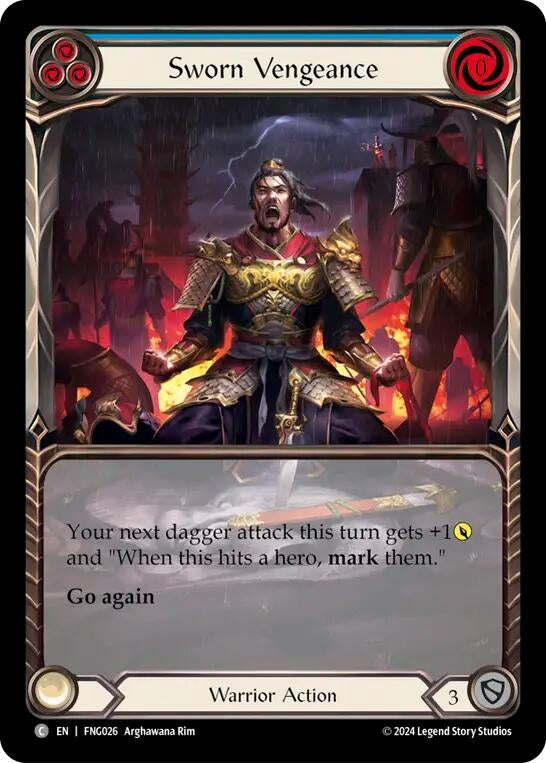 Image for Sworn Vengeance (Blue) (Extended Art) (Blitz Deck: The Hunted - Fang) (FNG026) - Flesh and Blood TCG