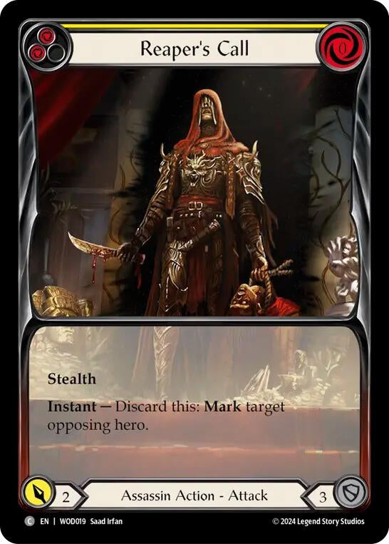 Image for Reaper's Call (Yellow) (Extended Art) (Blitz Deck: The Hunted - Arakni, Web of Deceit) (WOD019) - Flesh and Blood TCG