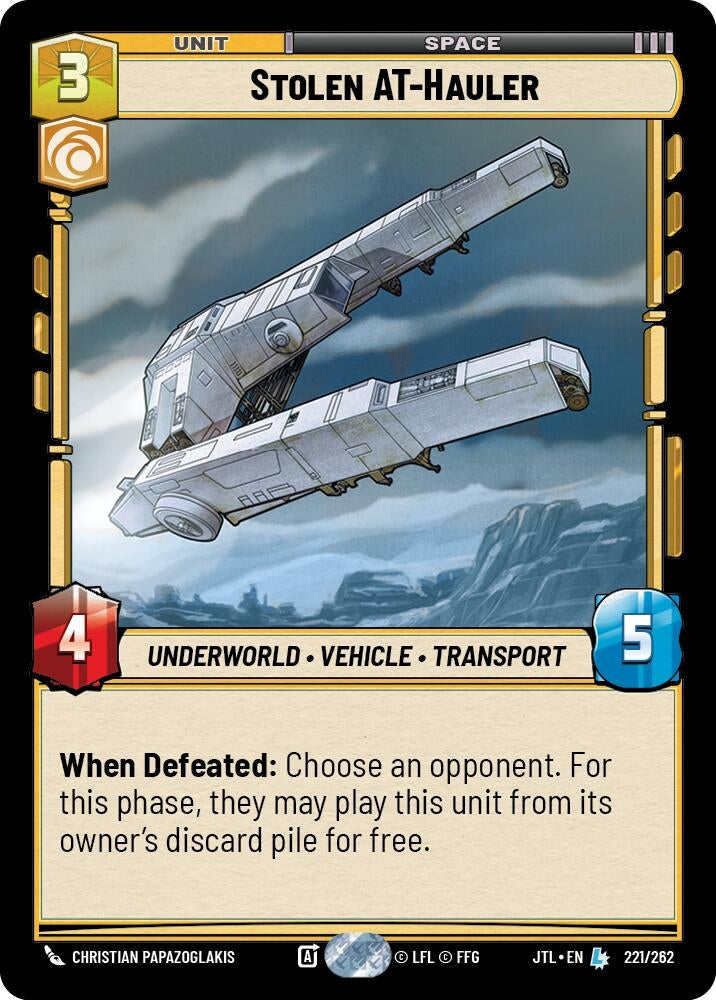 Image for Stolen AT-Hauler (Jump to Lightspeed) (221/262) - Star Wars: Unlimited
