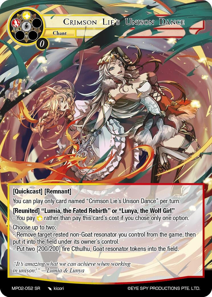 Image for Crimson Lie's Unison Dance (Masterpiece Collection 02 "Fates Reunited!") (MP02-052 SR) - Force of Will