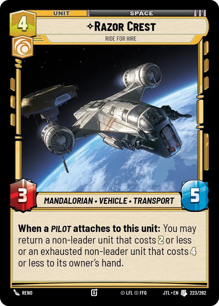 Image for Razor Crest - Ride for Hire (Jump to Lightspeed) (223/262) - Star Wars: Unlimited