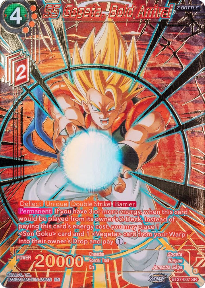 Image for SS Gogeta, Bold Arrival (Gold-Stamped) (History of Z) (BT27-007) - Dragon Ball Super: Masters