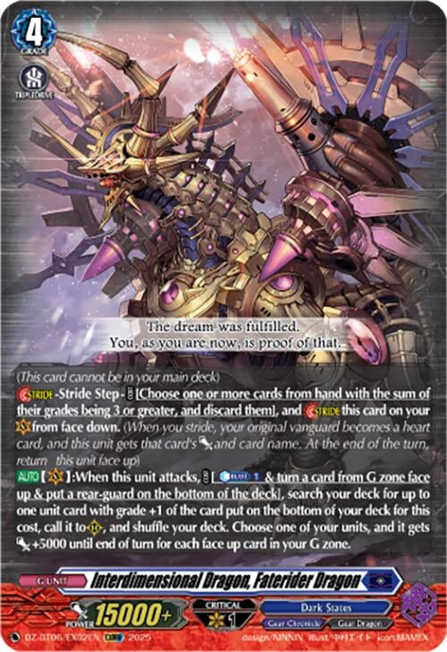 Image for Interdimensional Dragon, Faterider Dragon (EXRRR) (DZ-BT06: Generation Dragenesis) (DZ-BT06/EX02EN) - Cardfight Vanguard