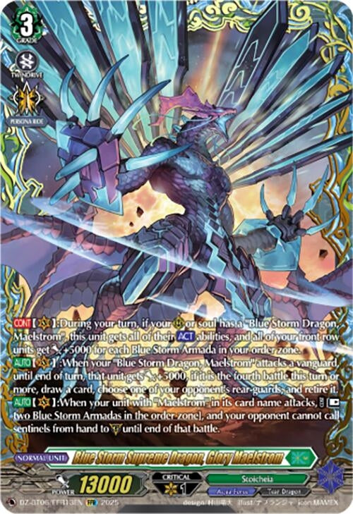 Image for Blue Storm Supreme Dragon, Glory Maelstrom (FFR) (DZ-BT06: Generation Dragenesis) (DZ-BT06/FFR13EN) - Cardfight Vanguard