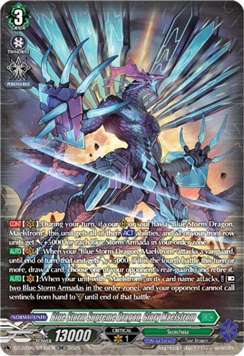 Image for Blue Storm Supreme Dragon, Glory Maelstrom (SR) (DZ-BT06: Generation Dragenesis) (DZ-BT06/SR36EN) - Cardfight Vanguard