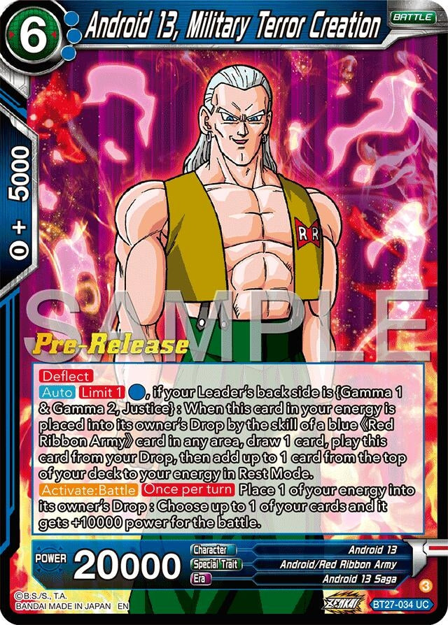 Image for Android 13, Military Terror Creation (History of Z Pre-Release Cards) (BT27-034) - Dragon Ball Super: Masters