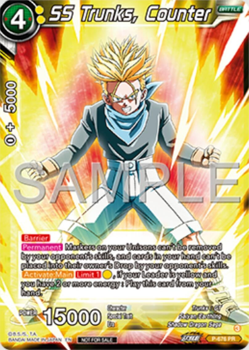 Image for SS Trunks, Counter (Zenkai Series Tournament Pack Vol.11) (Tournament Promotion Cards) (P-676) - Dragon Ball Super: Masters