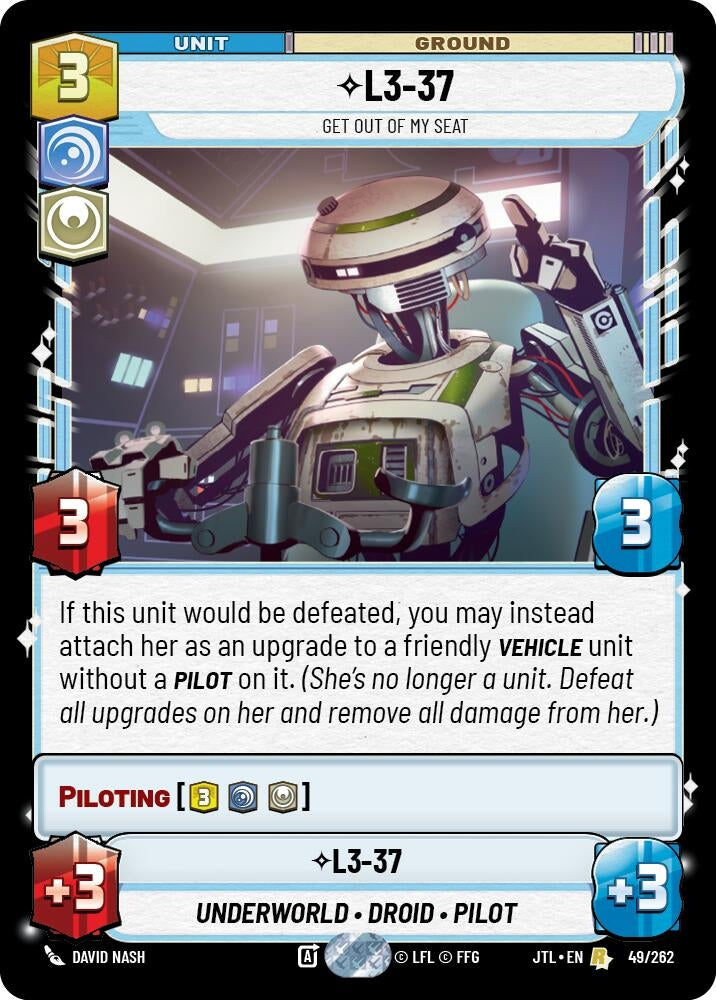 Image for L3-37 - Get Out Of My Seat (Jump to Lightspeed) (049/262) - Star Wars: Unlimited