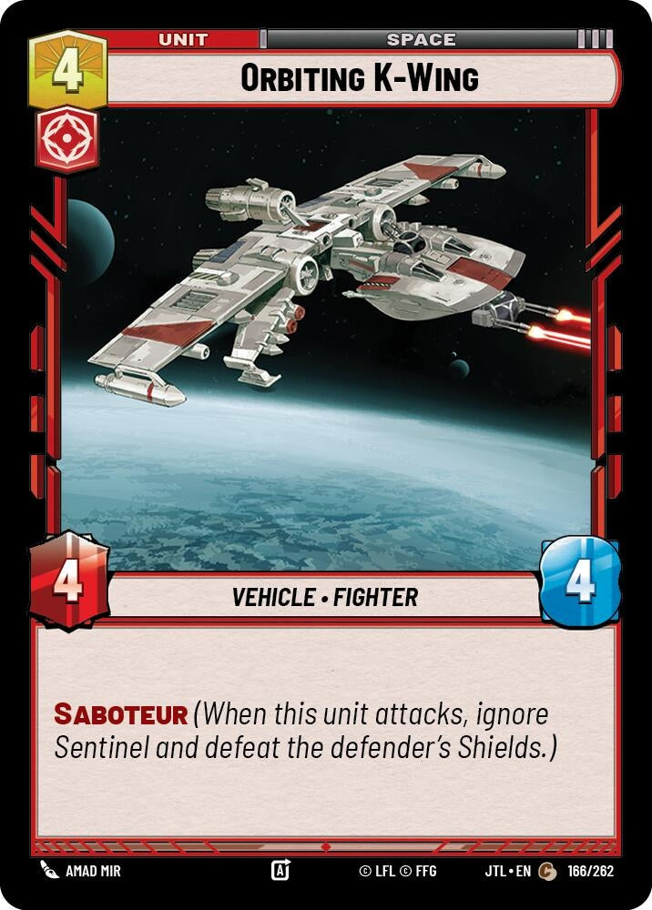 Image for Orbiting K-Wing (Jump to Lightspeed) (166/262) - Star Wars: Unlimited