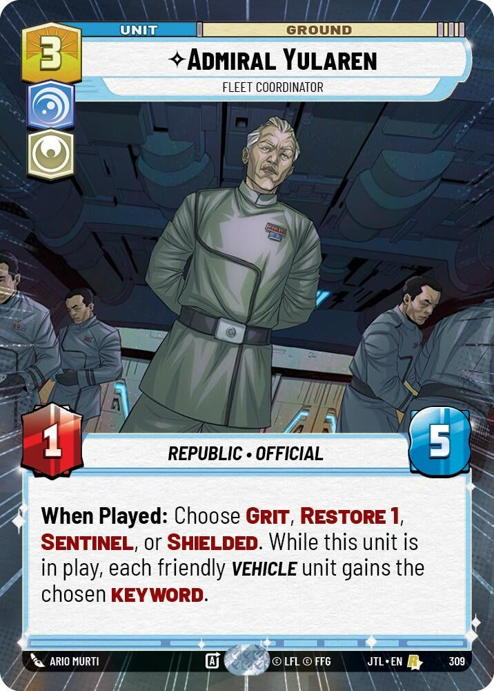 Image for Admiral Yularen - Fleet Coordinator (Hyperspace) (Jump to Lightspeed) (309) - Star Wars: Unlimited