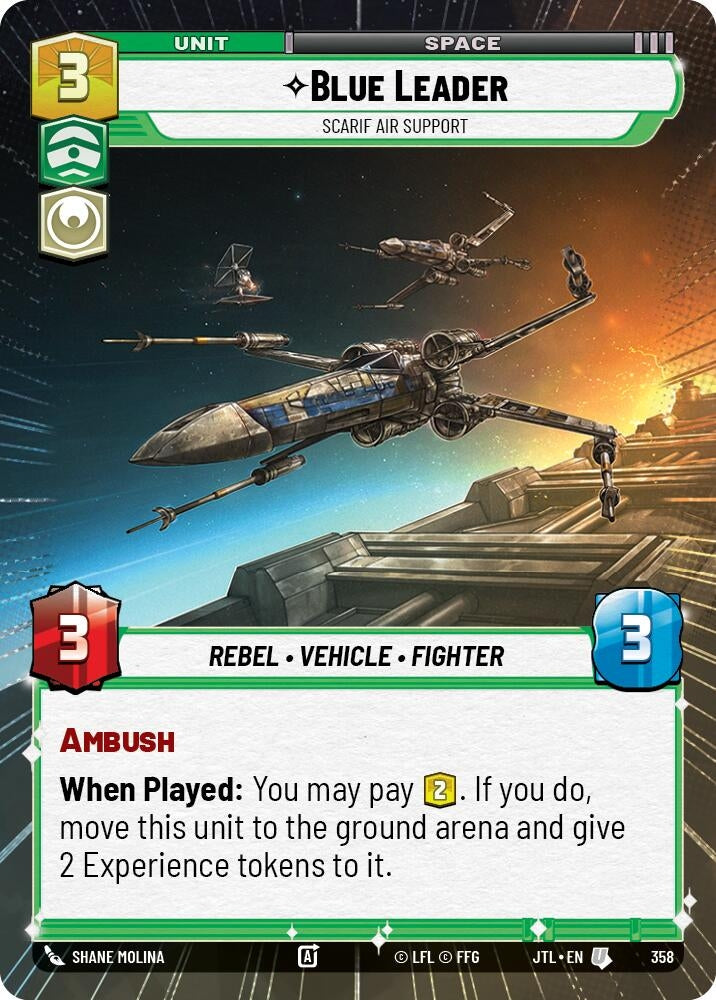 Image for Blue Leader - Scarif Air Support (Hyperspace) (Jump to Lightspeed) (358) - Star Wars: Unlimited