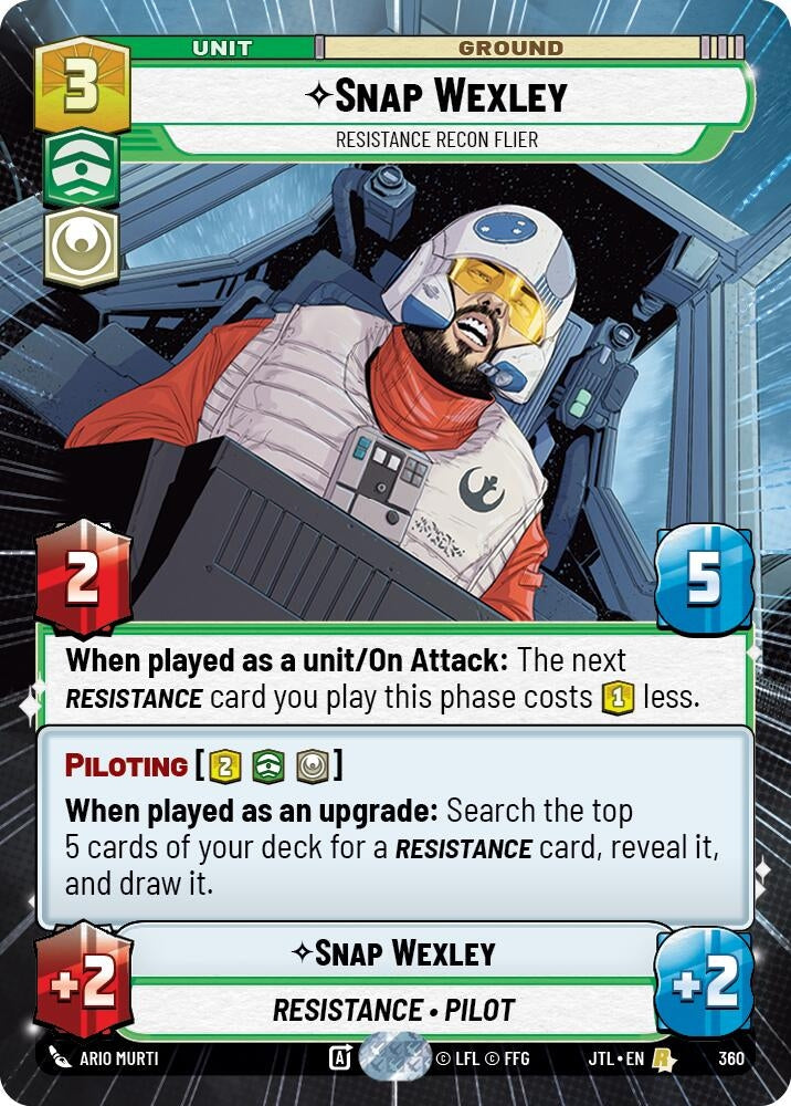 Image for Snap Wexley - Resistance Recon Flier (Hyperspace) (Jump to Lightspeed) (360) - Star Wars: Unlimited