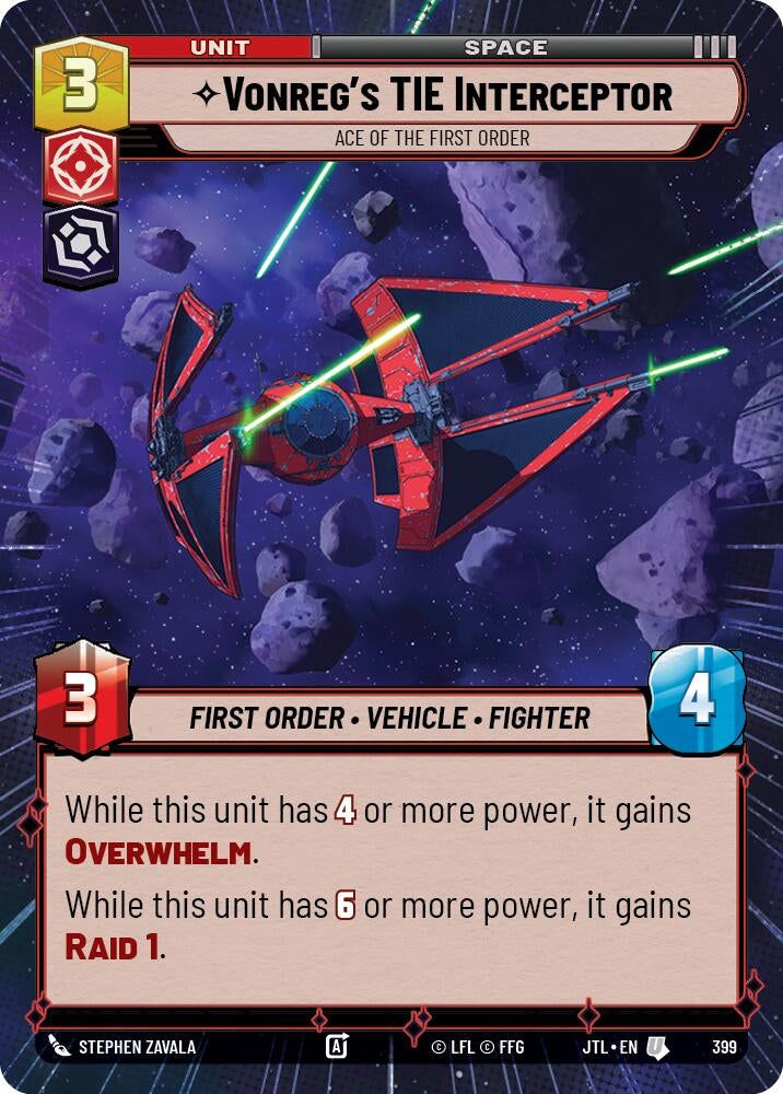 Image for Vonreg's TIE Interceptor - Ace of the First Order (Hyperspace) (Jump to Lightspeed) (399) - Star Wars: Unlimited