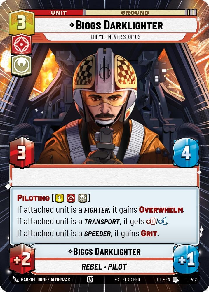 Image for Biggs Darklighter - They'll Never Stop Us (Hyperspace) (Jump to Lightspeed) (412) - Star Wars: Unlimited