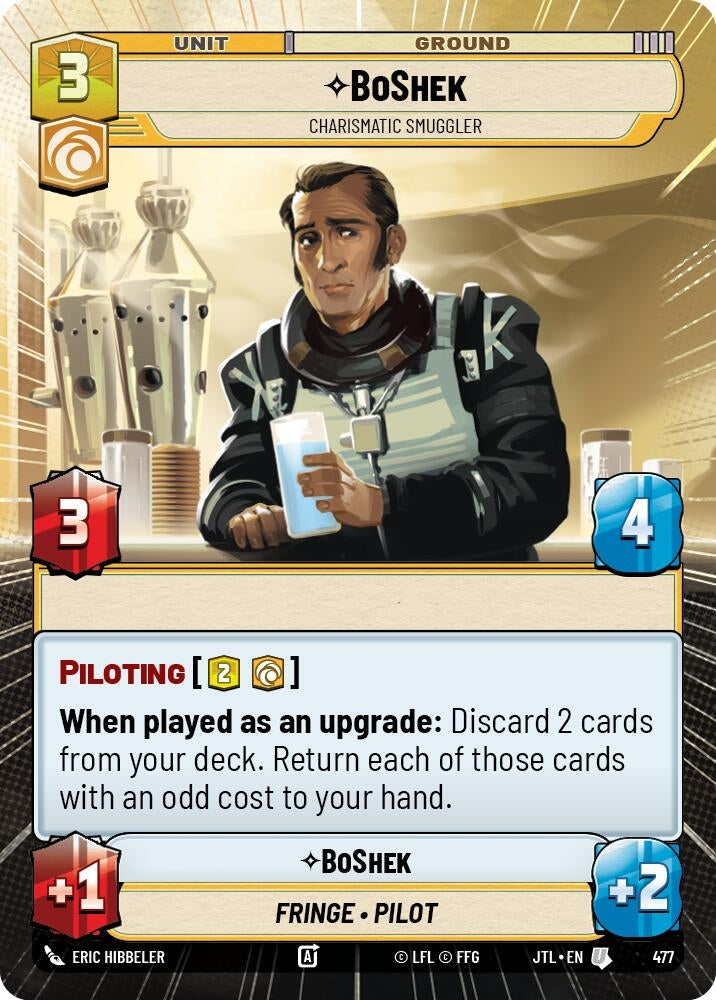 Image for BoShek - Charismatic Smuggler (Hyperspace) (Jump to Lightspeed) (477) - Star Wars: Unlimited