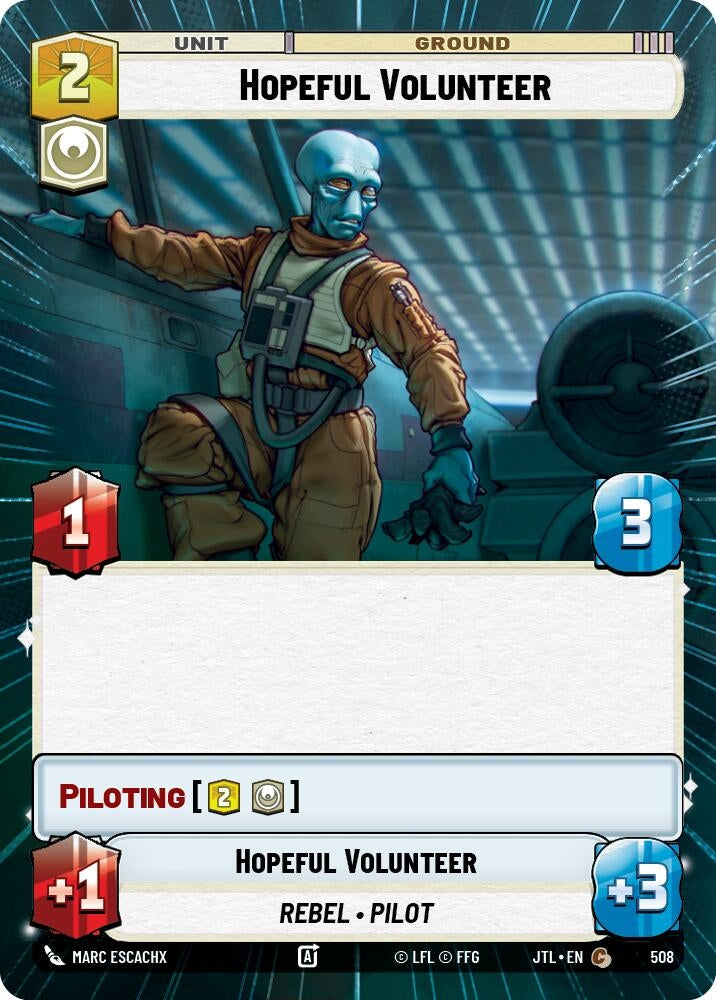 Image for Hopeful Volunteer (Hyperspace) (Jump to Lightspeed) (508) - Star Wars: Unlimited