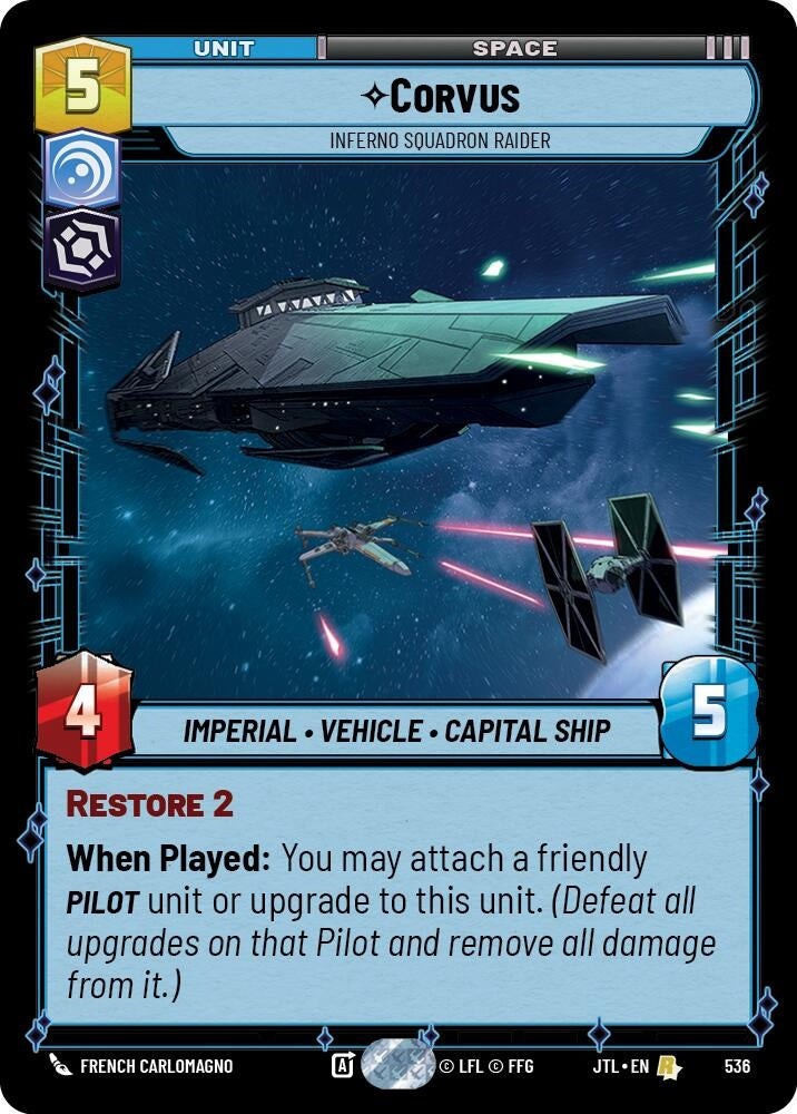 Image for Corvus - Inferno Squadron Raider (Foil) (Jump to Lightspeed) (536) - Star Wars: Unlimited