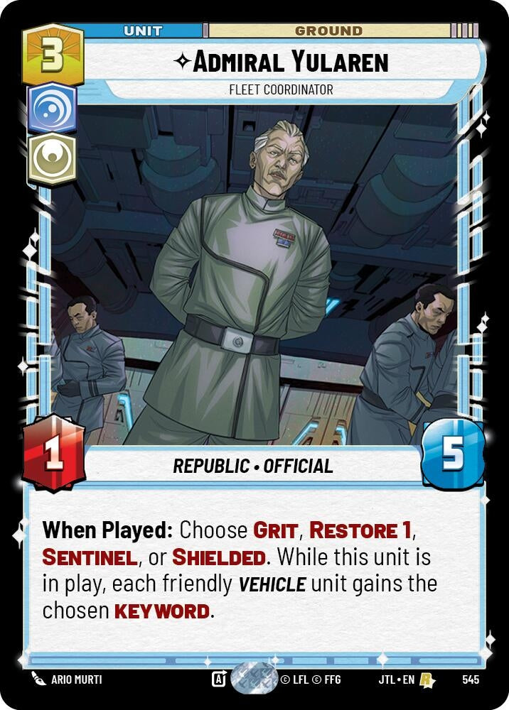 Image for Admiral Yularen - Fleet Coordinator (Foil) (Jump to Lightspeed) (545) - Star Wars: Unlimited