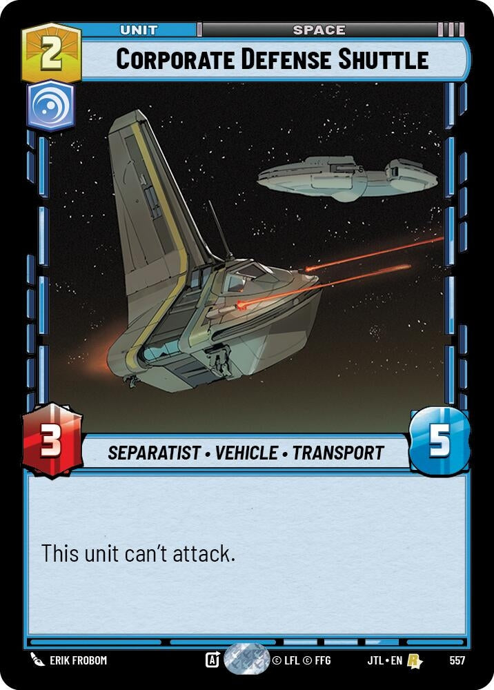 Image for Corporate Defense Shuttle (Foil) (Jump to Lightspeed) (557) - Star Wars: Unlimited