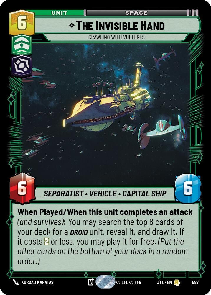 Image for The Invisible Hand - Crawling With Vultures (Foil) (Jump to Lightspeed) (587) - Star Wars: Unlimited