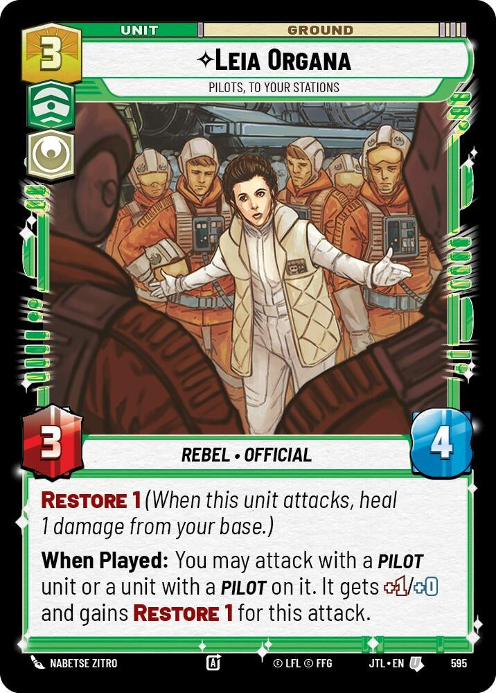 Image for Leia Organa - Pilots, To Your Stations (Foil) (Jump to Lightspeed) (595) - Star Wars: Unlimited