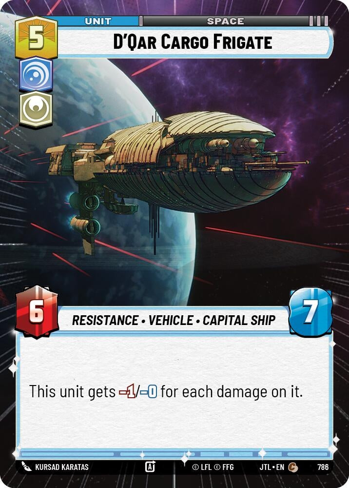 Image for D'Qar Cargo Frigate (Hyperspace Foil) (Jump to Lightspeed) (786) - Star Wars: Unlimited