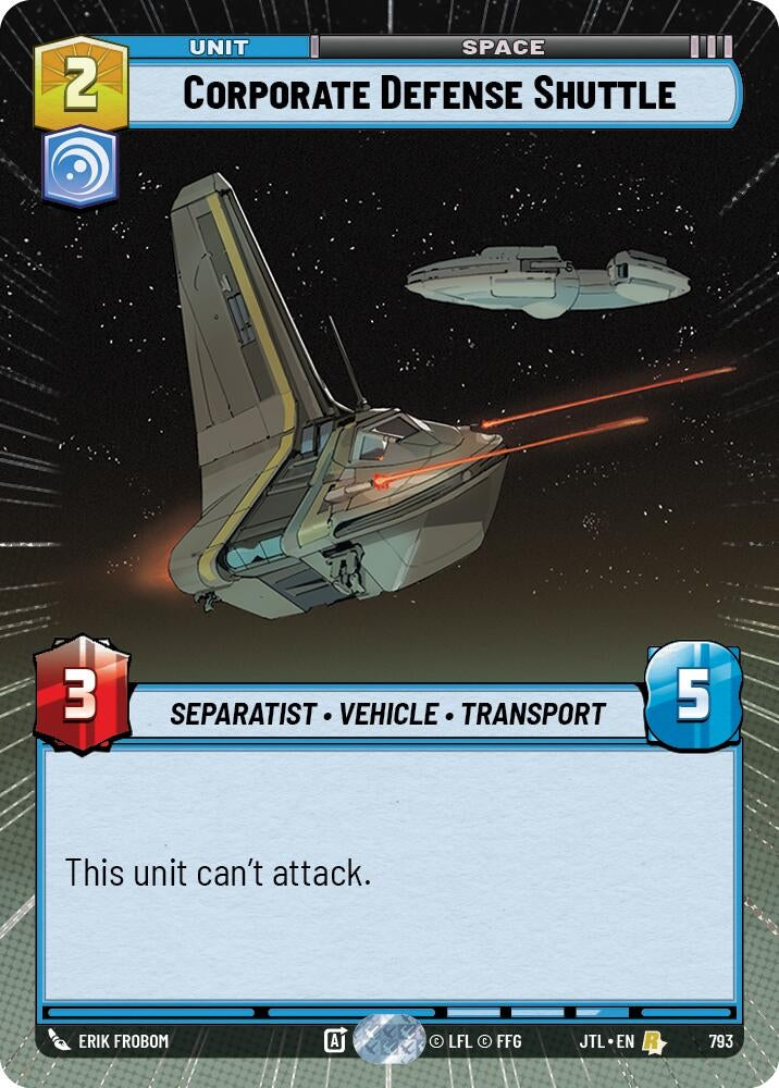 Image for Corporate Defense Shuttle (Hyperspace Foil) (Jump to Lightspeed) (793) - Star Wars: Unlimited