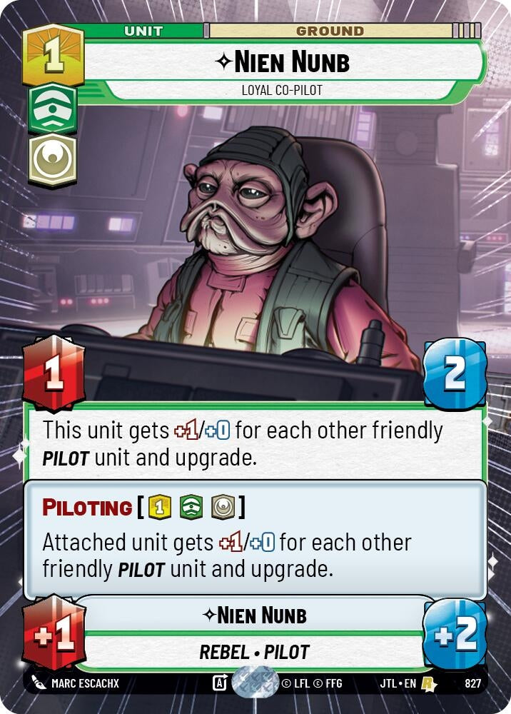 Image for Nien Nunb - Loyal Co-Pilot (Hyperspace Foil) (Jump to Lightspeed) (827) - Star Wars: Unlimited