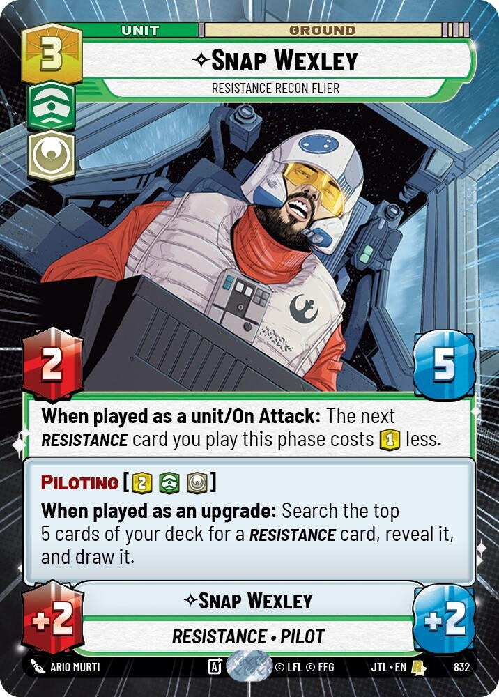 Image for Snap Wexley - Resistance Recon Flier (Hyperspace Foil) (Jump to Lightspeed) (832) - Star Wars: Unlimited