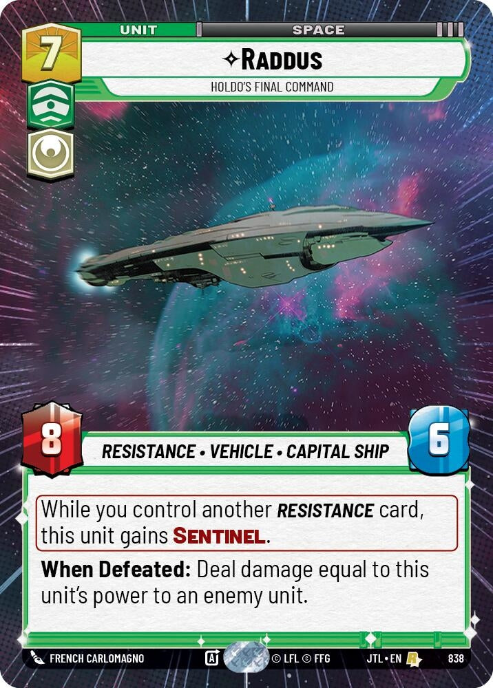 Image for Raddus - Holdo's Final Command (Hyperspace Foil) (Jump to Lightspeed) (838) - Star Wars: Unlimited